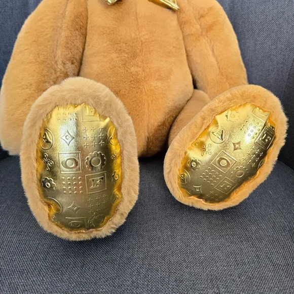 FAO Schwarz Plush Anniversary Teddy Bear Toy Tan Gold Embossed Kids Room Decor - Picture 4 of 13